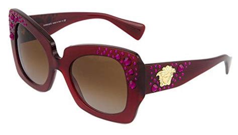 versace crystal charm sunglasses ve4308b gold transparent red oversized 4308|Versace VE4308B Crystal Charm 517113 Sunglasses in Red .